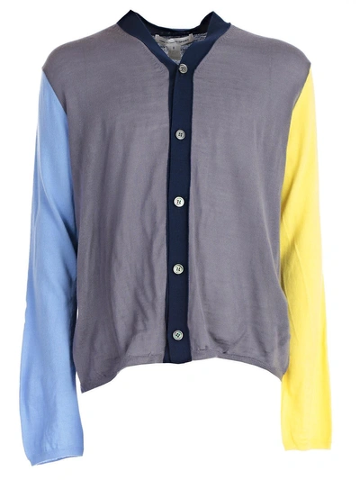 Shop Comme Des Garçons Shirt Color Blocked Cardigan In Grey Mix