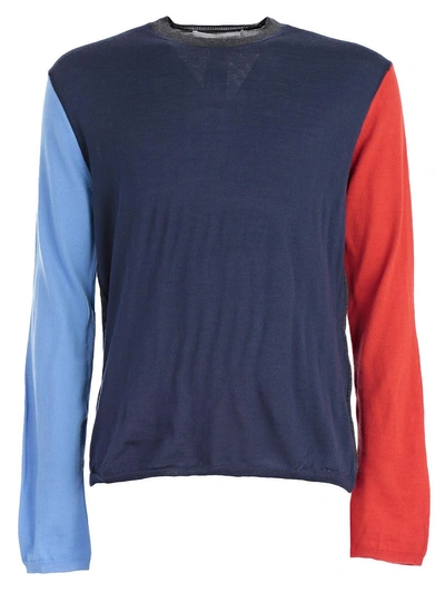 Shop Comme Des Garçons Shirt Color Blocked Sweater In Blue Mix