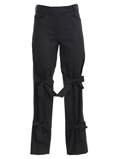 Shop Simone Rocha Bow Details Trousers In Black