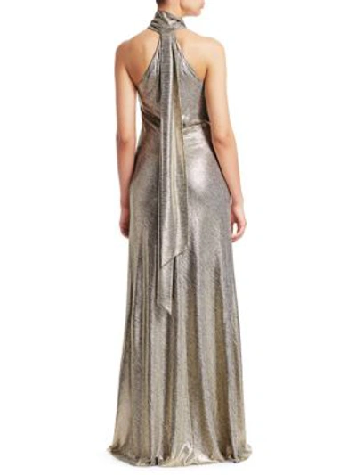 Shop Galvan Pandora Halterneck Gown In Platinum