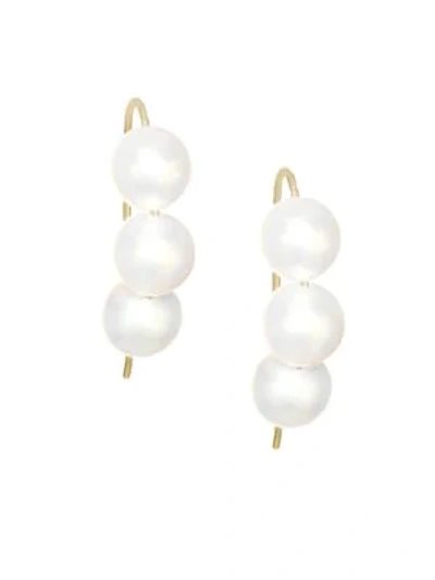 Shop Mizuki Large 3mm White Pearls & 14k Yellow Gold Earrings