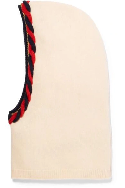 Shop Gucci Braided Wool And Cashmere-blend Snood In Ivory