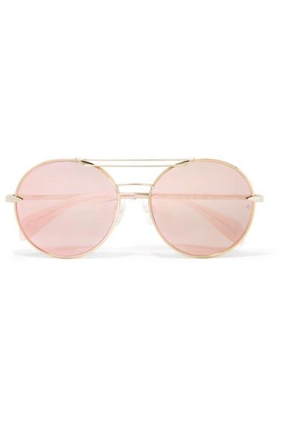 Shop Rag & Bone Vittoria Round-frame Gold-tone Mirrored Sunglasses In Pink