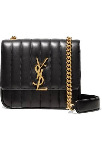 Shop Saint Laurent Vicky Medium Quilted Leather Shoulder Bag In Black