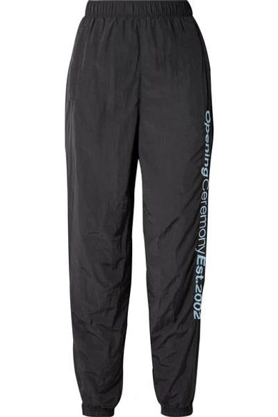 Shop Opening Ceremony Embroidered Crinkled-shell Track Pants In Black