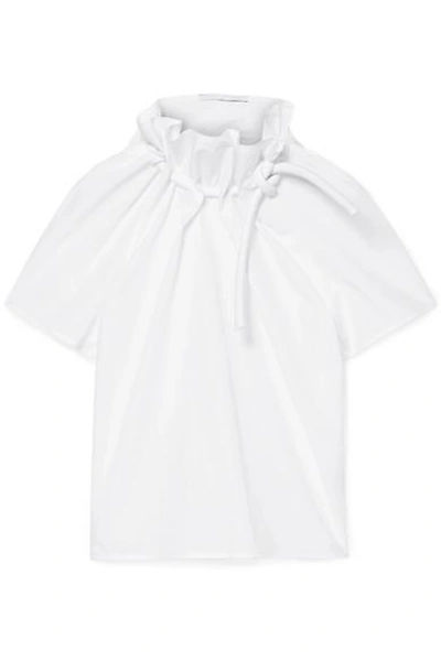 Shop Rosetta Getty Gathered Cotton-poplin Top In White