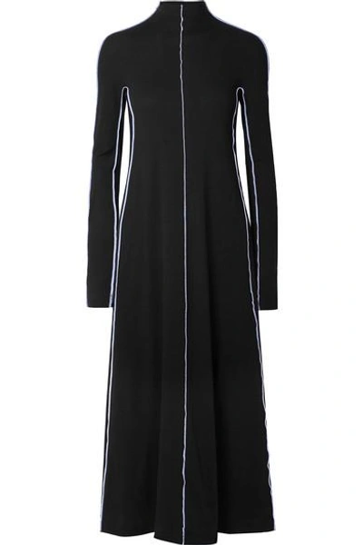 Shop Rosetta Getty Mercerized Cotton-jersey Midi Dress In Black