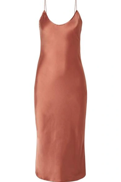 Shop Cami Nyc The Raven Silk-charmeuse Midi Dress In Coral