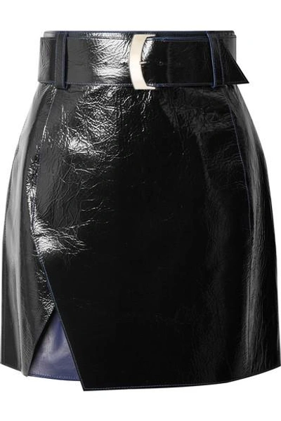 Shop Mugler Glossed-leather Mini Skirt In Black