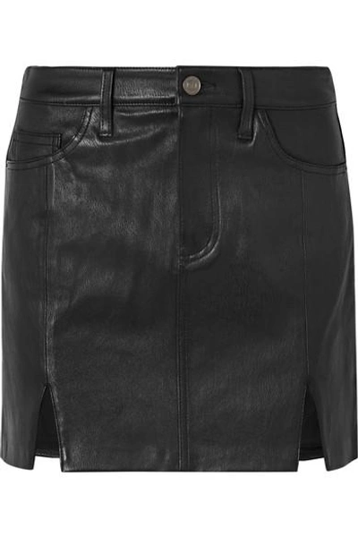 Shop Current Elliott Textured-leather Mini Skirt In Black