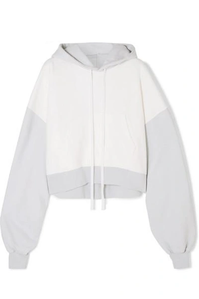 Shop Ben Taverniti Unravel Project Oversized Cropped Two-tone Cotton-terry Hoodie In White