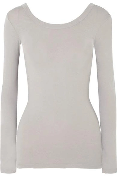 Shop James Perse Skinny Ballet Stretch-cotton Jersey Top In Gray