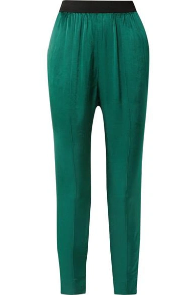 Shop By Malene Birger Ietos Tapered Satin Pants In Green