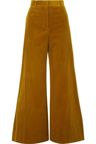 Shop Bella Freud Bianca Cotton-corduroy Wide-leg Pants In Mustard