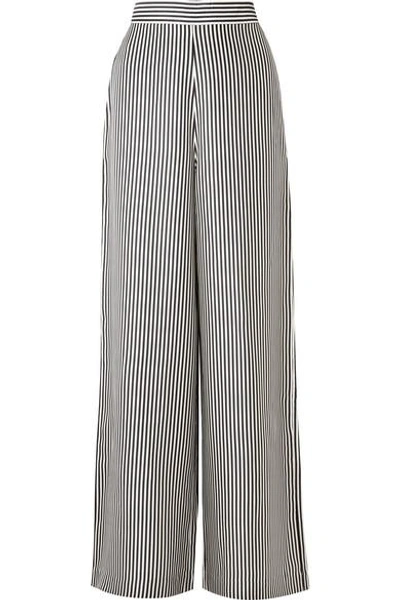 Shop Zimmermann Striped Satin-twill Wide-leg Pants In Charcoal