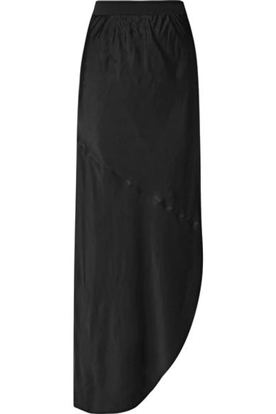 Shop By Malene Birger Aliviay Asymmetric Crepe De Chine Maxi Skirt In Black