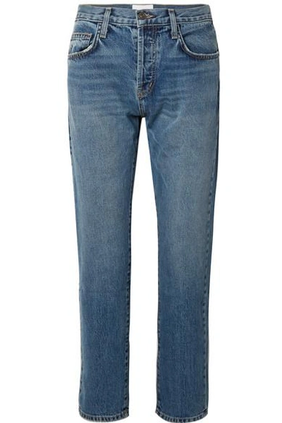 Shop Current Elliott The Original Straight Cropped Mid-rise Jeans In Mid Denim