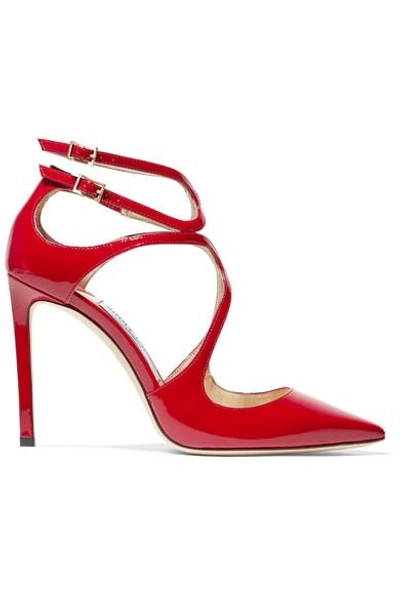 Shop Jimmy Choo Lancer 100 Patent-leather Pumps In Red