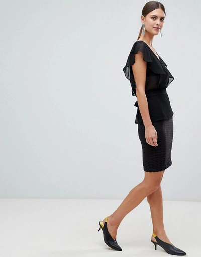Shop Y.a.s. Y.a.s Sadie Mid Rise Textured Skirt-black
