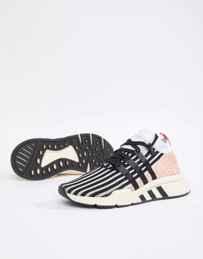 Shop Adidas Originals Eqt Support Mid Adv Sneakers In Black And Pink