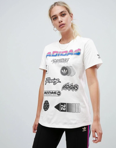 Which one Operation possible husband Adidas Originals Aa-42 Motorcross Wide All Over Logo T-shirt In White -  White | ModeSens