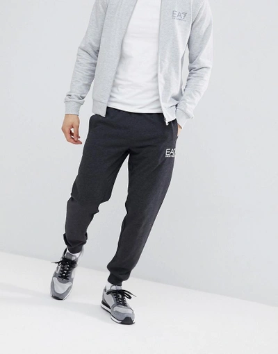 Shop Ea7 Zip Through Logo Mix And Match Sweat Tracksuit In Gray/ Charcoal - Navy