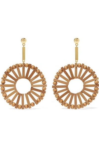 Shop Cult Gaia Eva Bamboo And Gold-tone Earrings In Sand