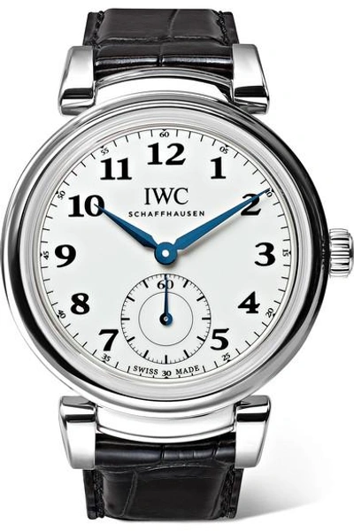 Shop Iwc Schaffhausen Da Vinci Automatic 40mm Stainless Steel And Alligator Watch In Silver