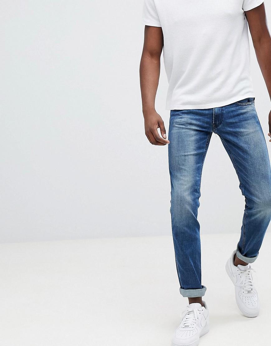 Replay Anbass Slim Stretch Jeans In Light Wash - Blue | ModeSens