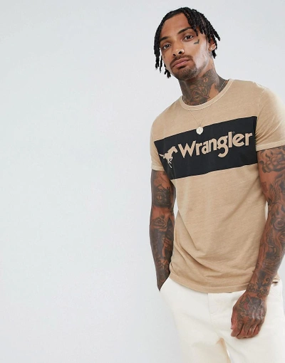 Shop Wrangler Logo Ringer T-shirt - Beige