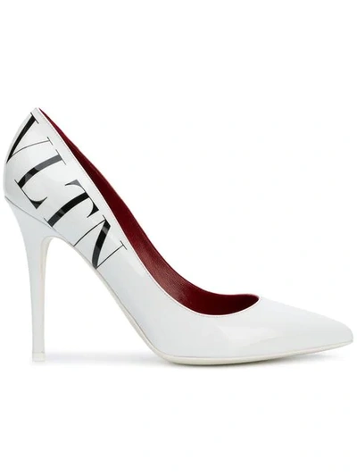 Shop Valentino Garavani Logo Pumps In White