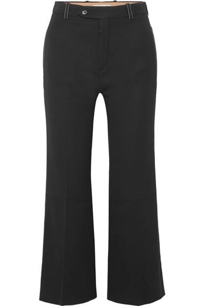 Shop Chloé Cropped Twill Flared Pants In Black