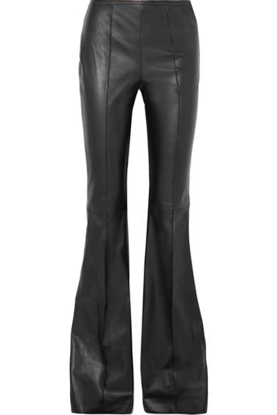 Shop Michael Kors Leather Flared Pants In Black