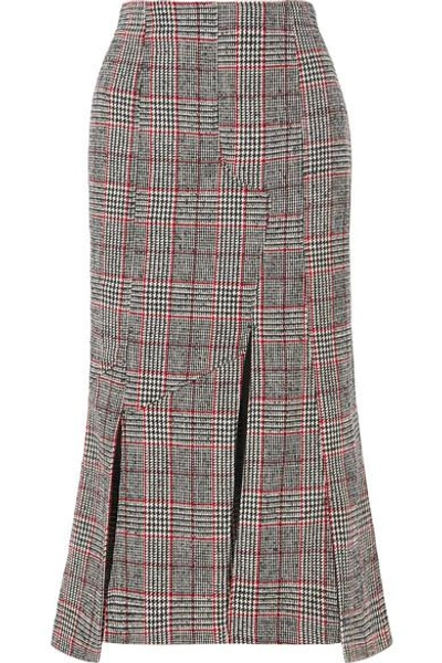 Shop Mcq By Alexander Mcqueen Prince Of Wales Checked Wool-blend Midi Skirt In Black