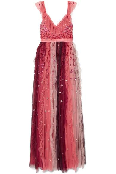 needle & thread rainbow ditsy embellished tulle gown