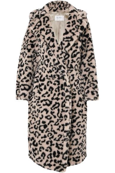 Shop Max Mara Oversized Leopard-print Faux Fur Coat In Beige