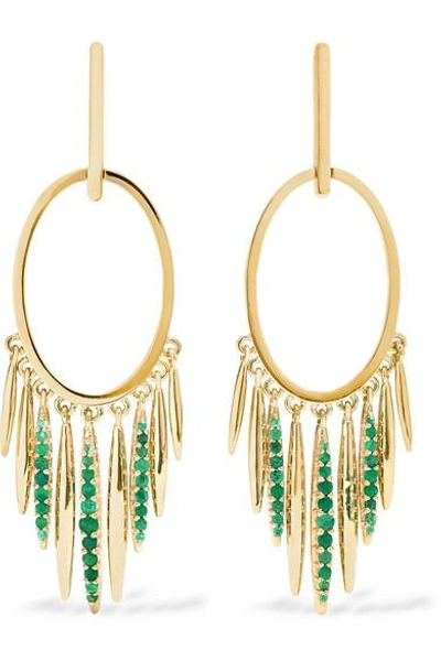 Shop Ileana Makri Grass Sunset 18-karat Gold Emerald Earrings