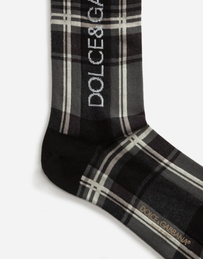 Shop Dolce & Gabbana Plaid Cotton Socks In Multicolor