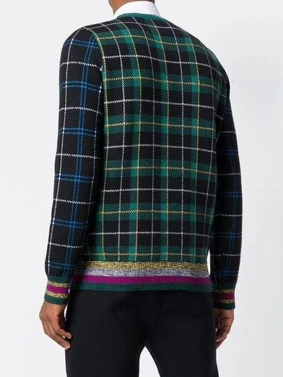 Shop Versace Medusa Checked Sweater In Green