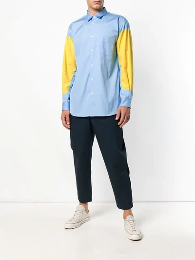 Shop Comme Des Garçons Shirt Colour Block Shirt - Blue