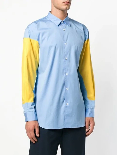 Shop Comme Des Garçons Shirt Colour Block Shirt - Blue