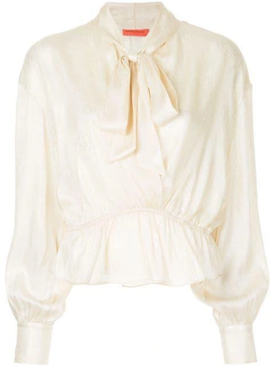 Shop Manning Cartell Pussy Bow Peplum Shirt In White