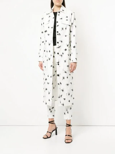 Shop Manning Cartell Spot Embroidered Fitted Coat In White/black