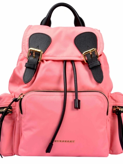 Shop Burberry Medium Backpack In Bright Coral Pink