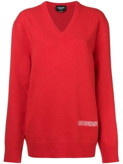 Shop Calvin Klein 205w39nyc Oversized Knited Jumper In Red