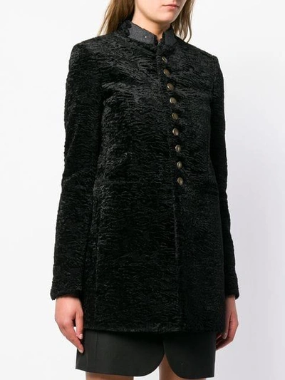 Shop Saint Laurent Military Coat In 1000 -  Black