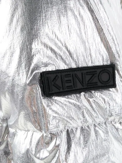Shop Kenzo Hooded Padded Jacket - Metallic