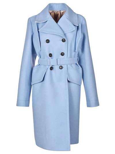 Shop N°21 Double Breasted Coat In Azzurro