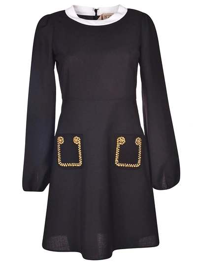 Shop N°21 Embroidered Dress In Black