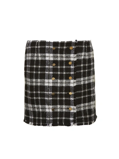 Shop Thom Browne Tweed Mini Skirt In Blu Bianco